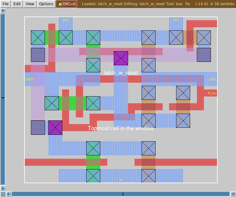 Magic layout of latch with reset